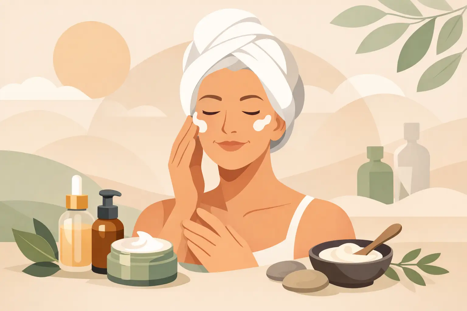 Rutina facial natural para piel madura