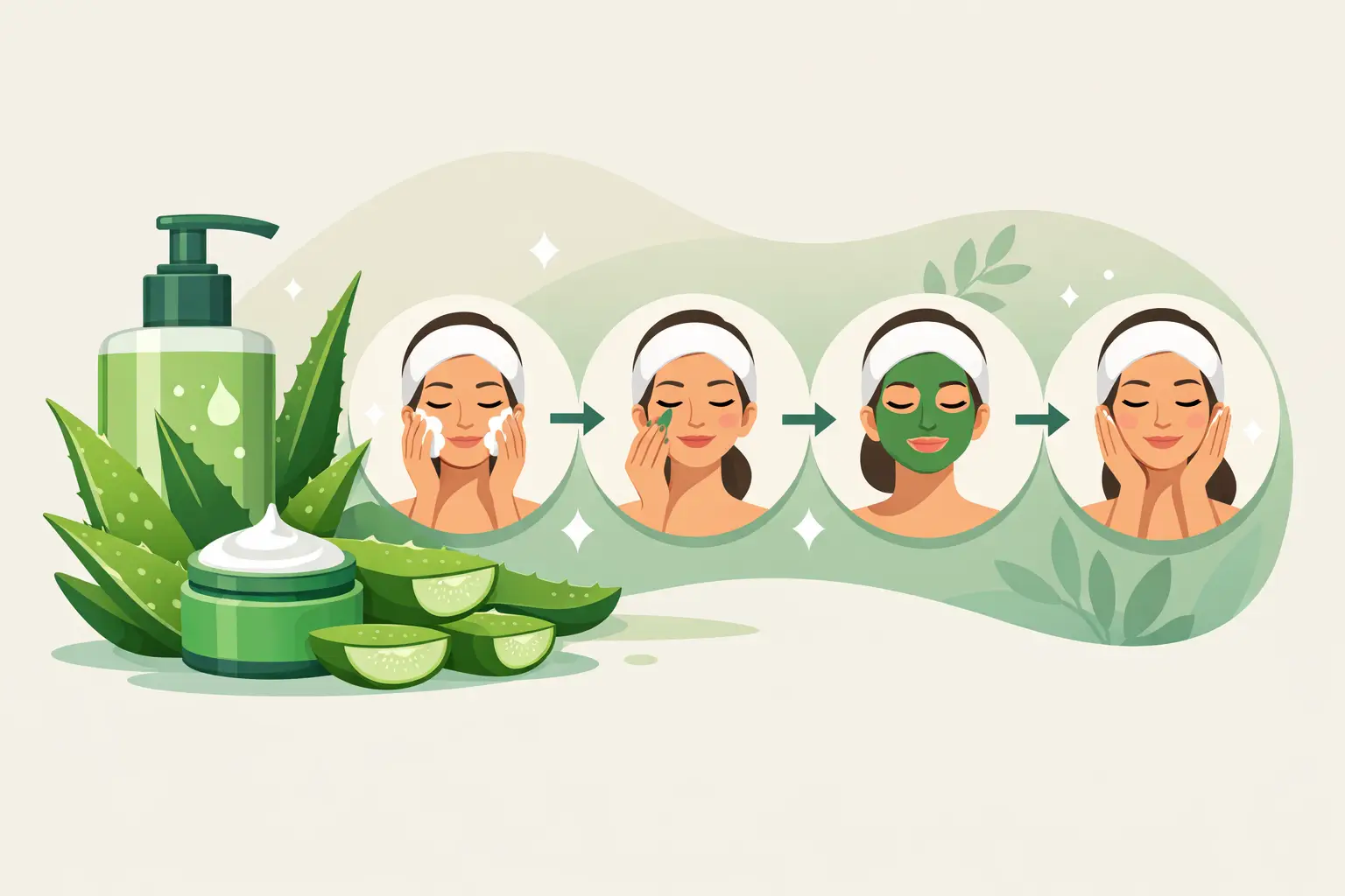 Guía de aloe vera facial paso a paso
