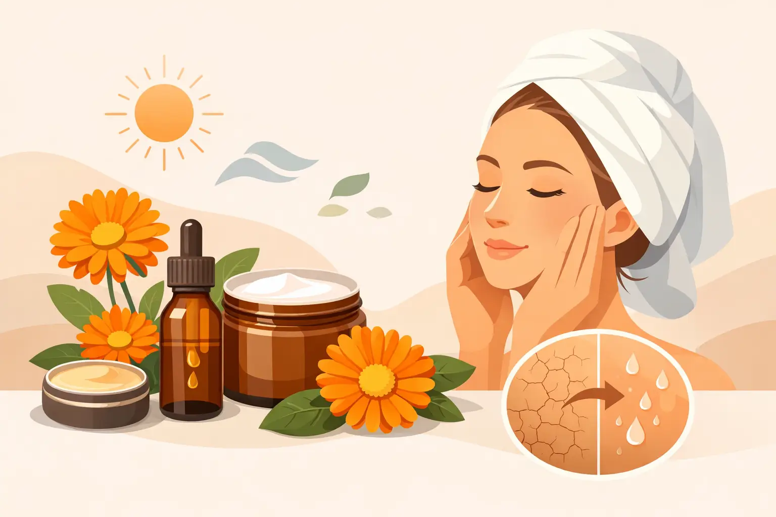 Calendula para piel seca: cuándo sí ayuda
