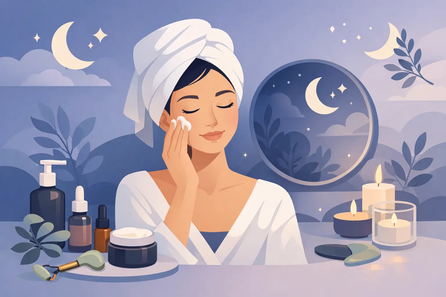 Guía de rutina facial de noche natural Guía de rutina facial de noche natural