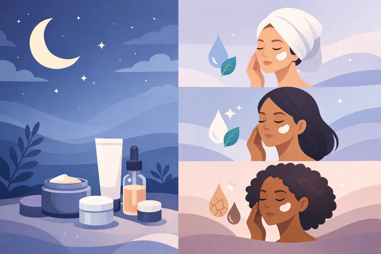 Qué crema usar por la noche según tu piel